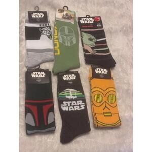 Star Wars Novelty Crew Socks 6 Pairs Size 6.5-12